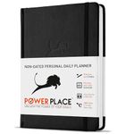 Daily Planner, Calendar & Gratitude Journal to Improve Time-Management, Productivity & Happiness | Vegan Leather Hardcover Organizer with Blank Dates, Undated 6 Months ADHD Planner, 24 Hour Agenda (Black)