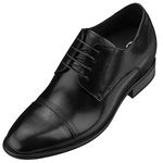 CALTO Men's Invisible Height Increasing Elevator Shoes - Black Premium Leather Lace-up Formal Oxfords - 3 Inches Taller - Y1004 - Size 8 D(M) US