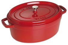 STAUB La Cocotte 8.5-Quart Cast Iron Oval Cocotte, 8 L, Made in France, Cherry