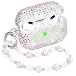 Topgraph for AirPods Pro 2 Case Cover with Lanyard Glitter Diamond Case for Airpod Pro 2nd Gen with Sparkle Bling Crystal Wrist Chain for Women Shiny Color