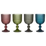 Ribbed Wine Glasses Set of 4 Mid-Century Modern Style Glassware Wine Glass Goblets Dishwasher Safe Alfresco Dining Coloured Wine Glasses Dining Drinking Glasses Set (Assorted)