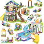 Friends Tree House Building Kit, Treehouse Summer Pool Party Building Blocks Set for Kids Girls Aged 6-12 (1274 Pieces)