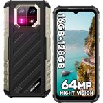 Ulefone Armor 22 (16+128GB) Rugged Smartphone, 64MP Night Vision Camera + 64MP Wide-Angle Camera, Android 13 Unlocked Cell Phone, 6.58 FHD+, 120Hz, 6600mAh, IR Blaster, NFC 4G Dual Sim- All Black