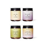 DANS UN JARDIN - Floral & Fruity Scented Candle Set, Canada-made. 175g single-wick candles: Peach, Coriander, Passion Fruit & Lavender scents. North America soya blend – 29hr burn. - Vegan - 4 x 175gr