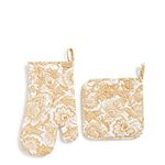 Vera Bradley Women's Cotton Pot Holder & Oven Mitt Set, Java Gold - Recycled Cotton, One Size