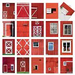 Red Barns - Assortment of 20 Boxed Note Cards with Envelopes (4 x 5.12 Inch) - All Occasion Blank Notecard Set - Assorted Rustic Red Barn Wood Siding, Antique Farmers AM7033OCB-B1x20