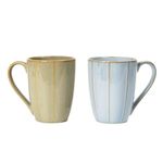 Beyond Homes Ceramic Coffee Opalware Mug for Coffee Tea Cups, Microwave Safe/Dishwasher Safe, Handmade Design Cups Set Ideal for Daily Use & Gifting - Pack of 2 & 4, Color: (Set of 2: Ivory & Aqua)