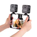 Andoer Smartphone Video Rig with 2pcs LED Video Light, Phone Filmmaking Case, Phone Video Stabilizer Grip Tripod Mount for Videomaker