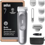 Braun Series 7 Body Groomer for Men, Body & Pubic Hair Trimmer with Smartlight & SkinGuard, 8-in-1 Grooming Kit, Waterproof Electric Shaver for Sensitive Areas, 100 Min Runtime, BG7555 Grey