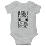 Witty Fashions Daddy Future Lifting Partner - Funny Cute Novelty Infant Creeper, One-Piece Baby Bodysuit (Gray, 3 Months)