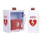 OVERDOSE KITS AED Defibrillator Wall Mount Cabinet | Optional Alarm & Lock | Durable Steel Frame | Fits All Brands of AED's for Public Spaces or Home (White)