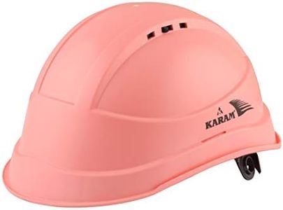 KARAM ISI Marked Safety Helmet for Construction & Outdoor Activities | Adjustable Chin Strap & Slider Type Adjustment | Lightweight, Comfortable & Durable Hard Hat | Pink | PN545
