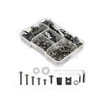 Motorcycle Fairing Bolt Kit, 177pcs M5 M6 Motorcycle Windscreen Screws, Aluminum Fasteners Fairing Bolts Nut Clips Kit, Mounting Kits Washers Nuts Screws Assortment for Sport Bikes (Silver/Black)