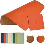 Leather Mouse Pad,Wood Mouse Pad,Double Side Mouse Pad,Stitched Edges,Equipped with Coaster Mouse Pads for Laptop,Office & Home,1 Pack,8inch11inch,EAGZFFI(Orange)