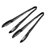 Meisha Kitchen Tongs Stainless Steel Food Tong,Ice Tongs Non-Slip Grip, Heat Resistant Cooking Tongs Set for Ice, Serving, Barbecue, Buffet, Salad, Oven (9-Inch 2 Pieces) - Black