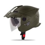 Steelbird Sbh-23 Gt Plus Open Face Isi Certified Motorcycling Helmet With Inner Sun Shield(Large 600 Mm,Dashing Battle Green)