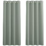 PONY DANCE Green Short Curtains 2 Panels for Kids - Sunlight Blocking Eyelet Top Bedroom Drapes Energy Saving Window Treatment Privacy Protected, 52 x 45 inch, Sage Green