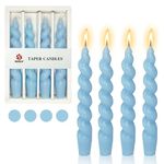 Spiral Taper Candle Blue Candlestick - 4pcs Funky Candle Sticks Short Twisted Candlesticks Unscented Tapered Candles for Home Décor Weddings Festive Gfits (7INCH-2D4PC-BLUE)