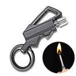 BIASTNR Permanent Match Flint Metal Matchstick Fire Starter with Bottle Opener, Emergency Survival Waterproof Keychain Lighter for Camping, EDC Gift Ideas – Black