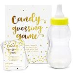 38 Pieces Big Bottle Baby Shower Game, Guess How Many Candies (Gold Foil Polka Dot Confetti, 11 in)