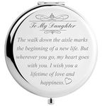 Daughter Wedding Gift from Mom Dad, Bride Gifts for Wedding Day, Engraved Makeup Mirror for Wedding Keepsake (Daughter Wedding Day Gift)