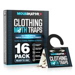 Mousinator Clothes Moth Traps | 16-Pack | Sticky Glue Trap for Closet | Family-Safe, Easy & Ready to Use Moth Trap | Protects Clothes, Wool, Sweaters & Carpet