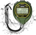 20 Laps Memory Stopwatch Waterproof, ON/Off Function Digital Simple Stopwatch Timer, No Clock No Calendar No Alarm, Silent Stop Watch for Sports Coaches Swimming Running, Green