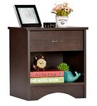 DeckUp Bei Engineered Wood Bed Side Table and End Table with Storage and Drawer (Dark Wenge, Matte Finish)