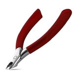 FVION Precision Cuticle Trimmers - Professional Half Jaw Cuticle Cutters, Rubber Handle Cuticle Clipper Premium Manicure Tool (Red)