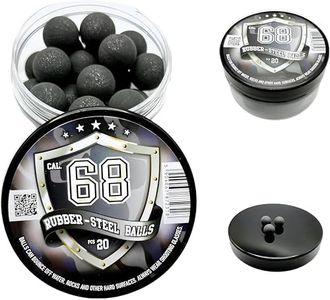 20 x Hard Mix Rubber Steel Balls for Home and Self Defense Pistols in .68 Cal. Billes Caoutchouc-Acier de Calibre 68