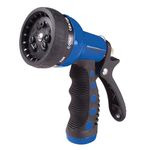 Dramm 12705 Revolver Heavy Duty 9 Pattern Quick Click Adjustable Garden Hose Spray Nozzle with Trigger Style Handle, Blue