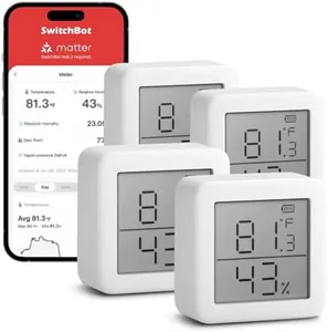 SwitchBot 4-Pack Smart Hygrometer Thermometer, Bluetooth Digital Temperature Monitor with Free Data Storage, Dewpoint/VPD/Absolute Humidity Meter