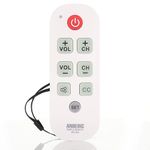 Anderic RR1004 Universal Big Button TV Remote. Easy to Use, Smart TV, Learning, Glow Keys - Television & Cable Box Controller, Perfect for Assisted Living Elderly Care. White TV Remote Control