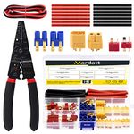 Mardatt 73 Pcs XT60 /EC3 /T-Plug Deans Male Female Adapter Connectors with Heat Shrink Tube and 14 AWG Silicone Wire & Stripper for RC Battery Charger ESC Motor Accessories