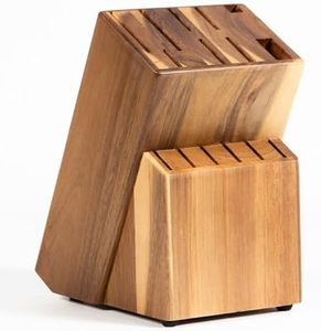Coninx Bloc Couteaux de Cuisine en bois d'Acacia | Range Couteaux de Cuisine | Porte Couteau universel | Pieds Antidérapants | Rangement ustensiles cuisine | Blocs Couteaux vides pour 15 Couteaux