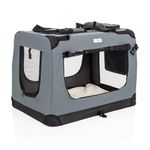 Fabric Dog Crate in Grey, M Size 70cm, Cat Pet Carrier by Cozy Pet Folding Transport Travel Cage Ideal for Dogs, Puppies, Cats, Rabbits, etc. FDC-M-GR