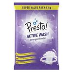 Amazon Brand - Presto! Active Wash Detergent Powder Twin Pack (4 kg + 4 Kg) |Tough on Stains | Gentle on Fabrics | Colour-Safe | Refreshing Fragrance | Machine and Hand Wash