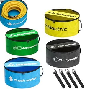 CROSSHIP RV Hose Storage Bag, 4 Packs Waterproof RV Bag, Dual Zipper Closure and Visible Cover for Sewer Hoses, Electrical Cords, Fresh/Black Water and Other Accessories