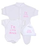 Premature Baby Clothes Sleepsuit, Bodysuit & Hat 'I'm a Little Miracle' PINK 38-44