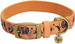 Blueberry Pet 5 Patterns Sports Fan Basketball Canvas Adjustable Dog Collar with Metal Buckle - Passion Orange, Neck 13-16.5", for Medium Breed