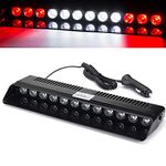 XT AUTO 12V Car Truck Emergency Strobe Flash Light Sucker Dashboard Interior Windshield Warning Light Bar Red White White Red