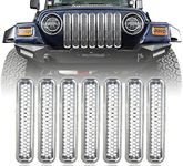 Hooke Road Chrome Front Grill Mesh Inserts for 1997-2006 Jeep Wrangler TJ & Unlimited (Pack of 7)