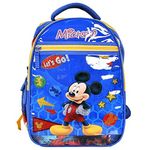 Kuber Industries Polyester Waterproof Shiny Disney Mickey Mouse Print Backpack|Sturdy School Bag For Kids,16 Inch (Navy Blue)