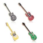 4 Pcs Electric Guitar Hip Pop Pins Set, Vintage Colorful Alloy Brooches, Miniature Guitar Instrument Lapel Pin Gift for Music Lovers Family Friends for Wear on Backpack Shirt