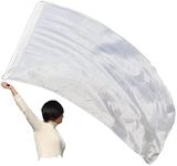 Winged Sirenny Spinning Silk Flag Poi 68", Worship Adoration Praise Prophetic Dance Banner, Church Liturgical Flowy Play Silk (solid white)