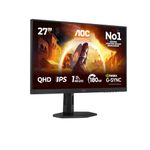 AOC Q27G4XD 27 inch WQHD Gaming Monitor 180Hz, Fast IPS Panel, 0.5ms MPRT, Adaptive Sync, HDR400, G-Sync Compatible, Height Adjustment, (2560x1440 HDMI 2x 2.0 DP 1x 1.4) Black