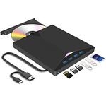 VikTck External CD/DVD Drive for Laptop, USB 3.0 Type-C CD DVD +/-RW Optical Drive,Portable CD/DVD Player CD/DVD Burner Reader for MacBook Pro,Air,iMac, Windows 11/10/8/7 Mac OS Laptop Desktop