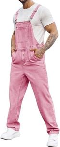 Runcati Men's Denim Bib Overall Jean Romper Trousers Adjustable Strap Workwear Slim Fit Jumpsuit