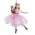 The Nutcracker Suite Clara in Pink Dress Holding Nutcracker Christmas Ornament by Kurt Adler