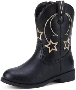 Choiran Cowboy Boots for Girls and Boys - Western Cowgirl Boots for Toddler Little Big Kids Riding Shoes with Side Zipper Round Toe